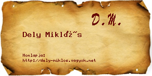 Dely Miklós névjegykártya